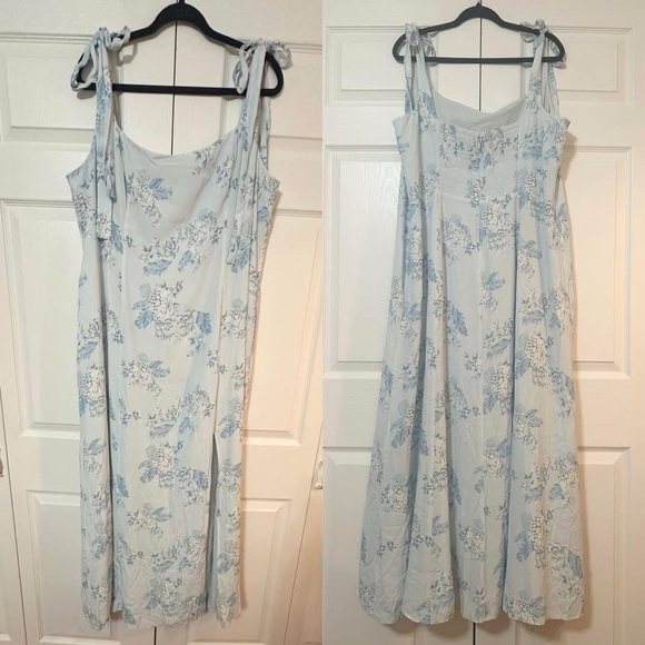 Anthropologie Awaylee Tie Strap Floral Maxi Dress — Size 3X — EUC 🪻 - Picture 3 of 4